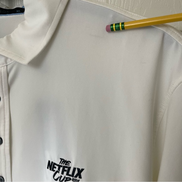 Greyson Tala Performance Short Sleeve Polo Shirt Men's XL White The Netflix Cup - Picture 4 of 6